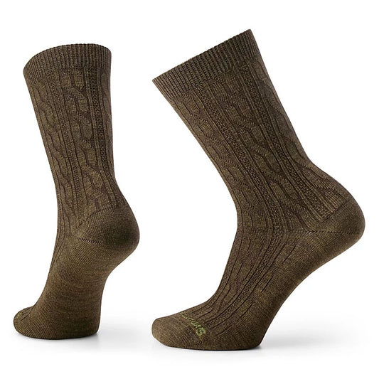 Smartwool Mens Everyday Cable Crew Socks in Military Olive
