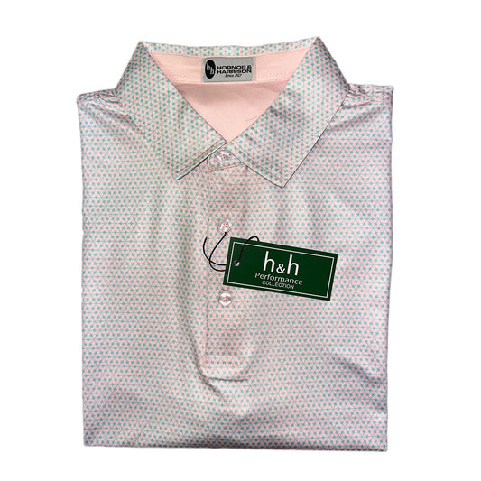 H&H Performance Polo- Connect the Box Design in Pink/Aqua