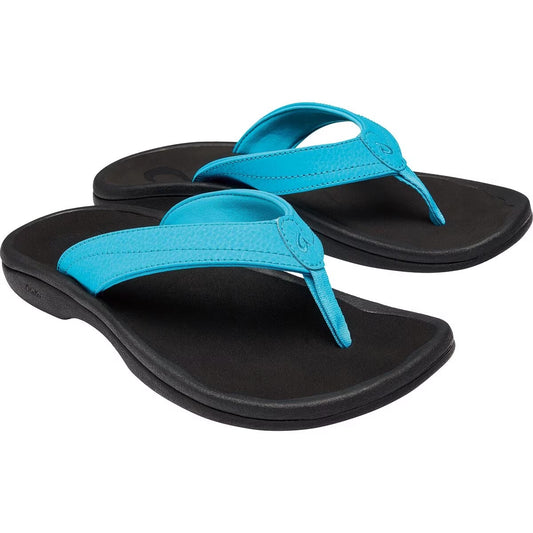 Womens Olukai Ohana Beach Sandals in Turquoise/Onyx