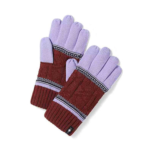 Womens Smartwool Popcorn Cable Glove in Ultraviolet