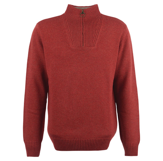 Barbour Nelson Half Zip Sweater in Brick Red