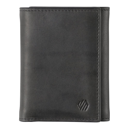 Johnston & Murphy Rhodes Trifold Wallet in Black Full Grain Leather