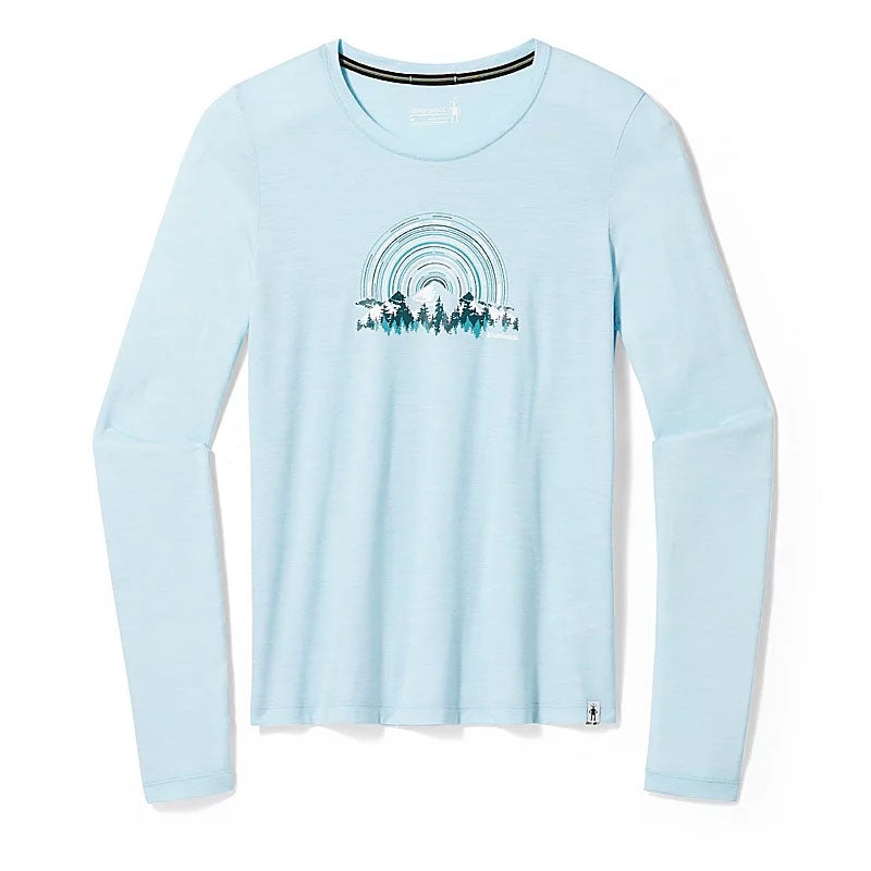 Womens Smartwool Never Summer Mountains Graphic Long Sleeve Tee in Winter Sky